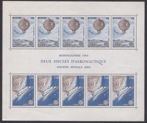 MONACO - 1983 EUROPA - HOT AIR BALLOON & SPACE SHUTTLE - MIN. SHEET MINT NH