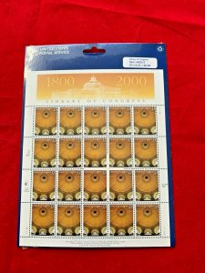 SCOTT 3390 PANE OF 20 LIBRARY OF CONGRESS 33 CENTS MNH original package