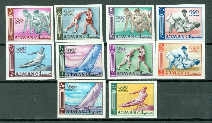 AJMAN OLYMPICS IMPERF. SET #27-36...MNH...$7.50