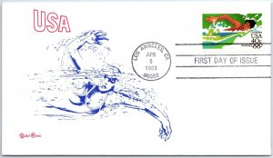 US FIRST DAY COVER 1984 OLYMPIC GAMES LOS ANGELES SWIMMING TUDOR HOUSE 1983