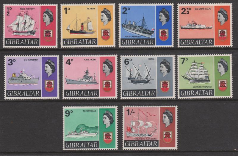 Gibraltar Sc#186-195 Ex191A Short Set MH