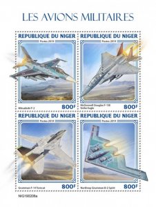 NIGER - 2019 - Military Aircraft - Perf 4v Sheet - Mint Never Hinged