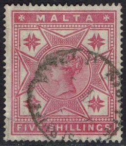 MALTA 1886 QV 5/- USED