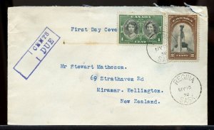 1939 EAMS Empire Air Mail Scheme 6c 1/2oz rate cover postage due Canada