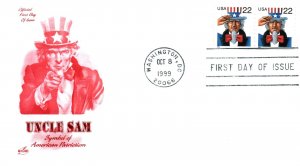 US FIRST DAY COVER UNCLE SAM SYMBOL OF AMERICAN PATRIOTISM ARTCRAFT CACHET 1999