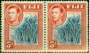 Fiji 1938 5d Blue & Scarlet SG258 Fine MNH Pair