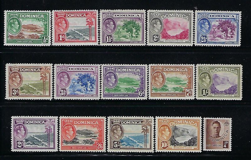 DOMINICA SCOTT #97-111 1938-47 GEORGE VI PICTORIALS-  MINT XXXLIGHT HINGED