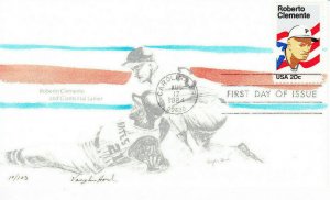 Vaughn Hord FDC #2097 Roberto Clemente Puerto Rico Baseball 1984 w/Hal Lanier