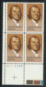 US#2038 $0.20 Joseph Priestley  PB of 4 (MNH) CV $1.75
