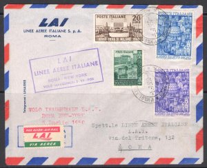 1950 Italy - Republic - Lai - First Inaugural Flight Rome New York - Used