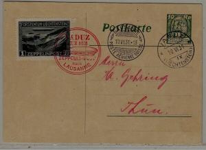 Liechtenstein/Switzerland Zeppelin card 10.6.31 Vaduz-Lausanne