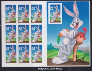 BOBPLATES #3137 Bugs Bunny Pane of 10 VF MNH SCV=$6.75