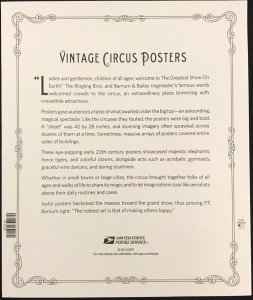 4898-4905   Vintage Circus Posters   MNH Forever pane of 16    FV $10.88  2014