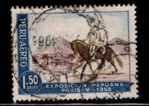 Peru Scott C146  Used  airmail stamp man on horseback.