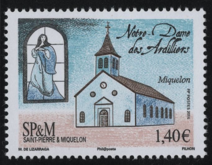 St Pierre et Miquelon 2016 MNH Sc 1031 1.40E Notre Dame des Ardilliers Church