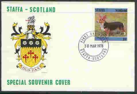 Staffa 1978 Corgi 18p from perf Dog set of 8, on cover wi...