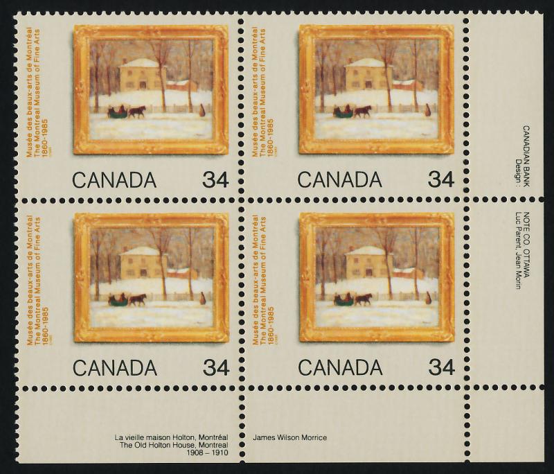 Canada 1076 BR Plate Block MNH Art, Winter Scene, Horse, Sleigh