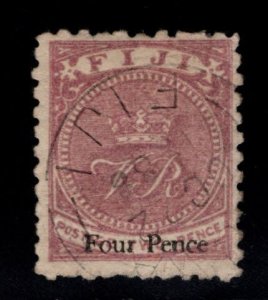 Fiji Scott 48 Used Four Pence surcharge, nice FIJI cancel