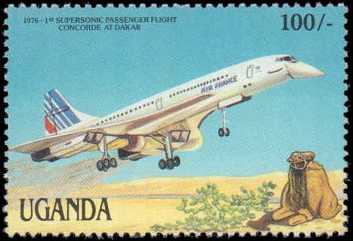 Uganda #545-553, Complete Set(9), 1987, Avaition - Airplanes, Space, Never Hi...