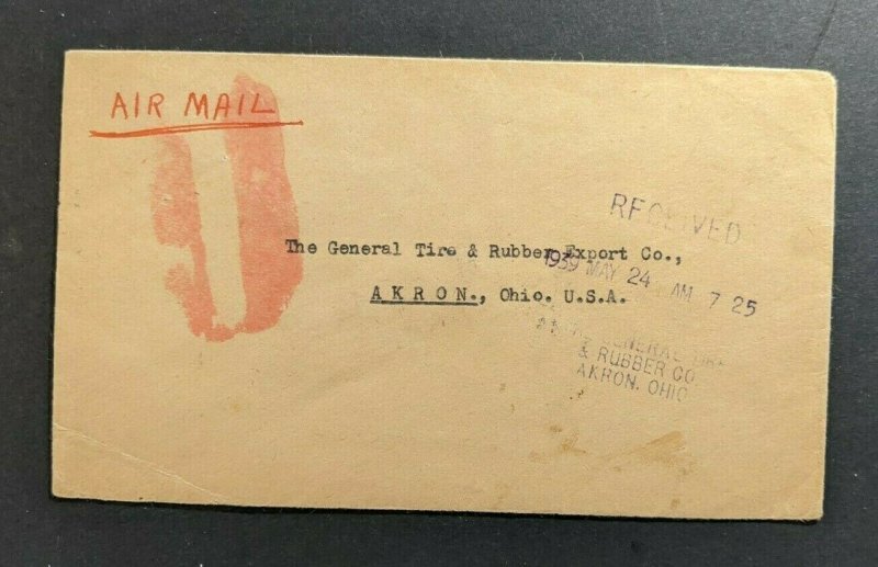 1939 Chandni Chowk Delhi India Airmail Cover to Akron Ohio USA