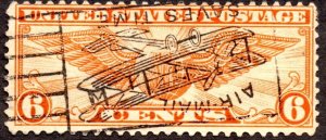 1934, US 6c, Winged Globe, Used, Inverted SOTN Bi-Plane cancel, Sc C19