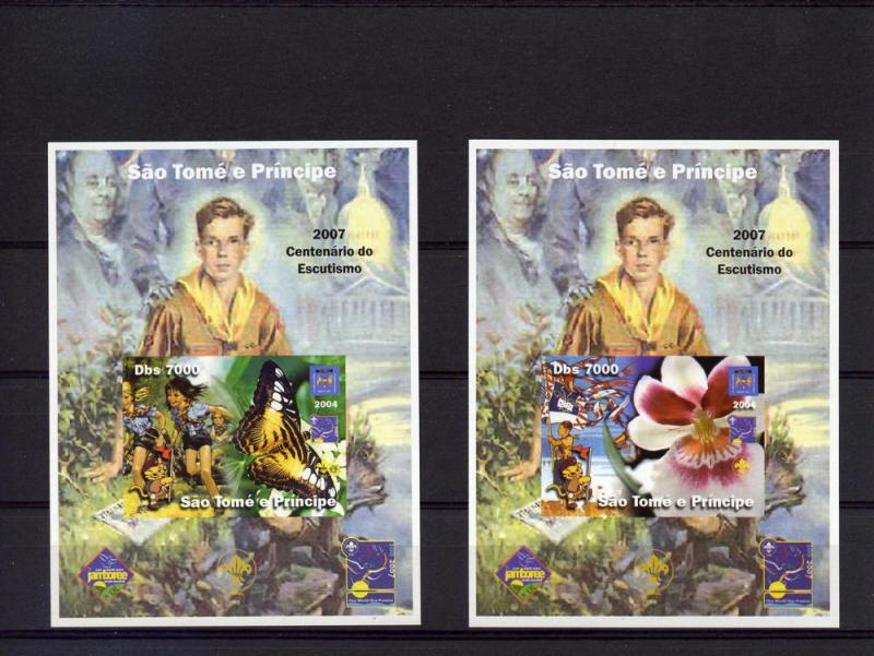 Sao Tome and Principe 2004 Scouts/Butterflies/Birds/Orchids/B.Franklin 9 SS MNH