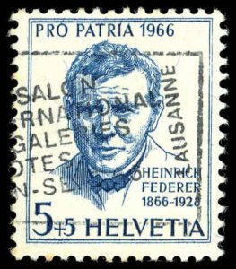 SWITZERLAND Sc B355 USED - 1966 5c + 5c - Heinrich Federer