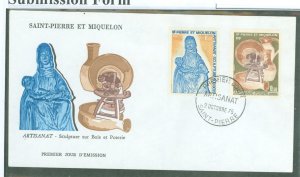 St. Pierre & Miquelon 441-442 1975 Honoring Artisans, Set of 2 on an addressed, cacheted FDC