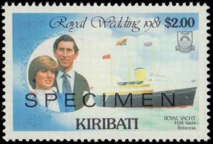 Kiribati #373, 375, 377, Complete Set, Specimen Overprint, 1981, Royalty, Nev...