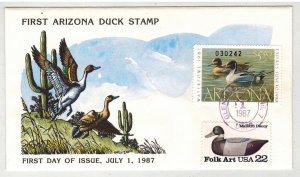 GARY DAVIS HANDPAINTED 1987 ARIZONA STATE $5.50 DUCK STAMP & MALLARD DECOY STAMP