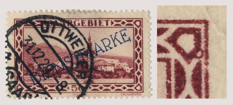 SARRE / SAAR / SAARGEBIET 1928 Yv.S22 / Mi.D28.III Plattenfehler Kreis rechts...