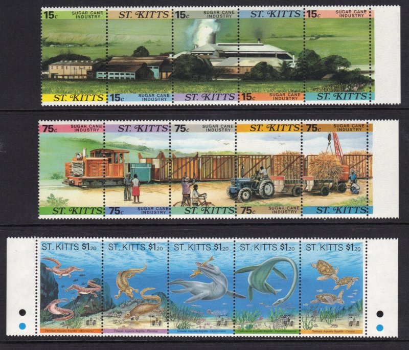 St. Kitts Se-tenet Strips of 5 MNH