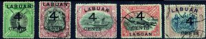 LABUAN 1899 4 Cents surcharge short set on - 42218