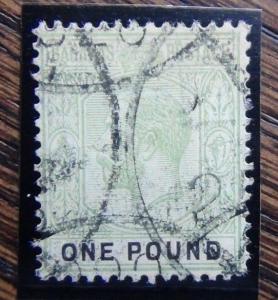 Bahamas 1912 -1919 £1 Dull Green and Black SG89 Used