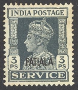 India Patiala Sc# 98 MH (a) 1942-1943 3p overprint King George VI
