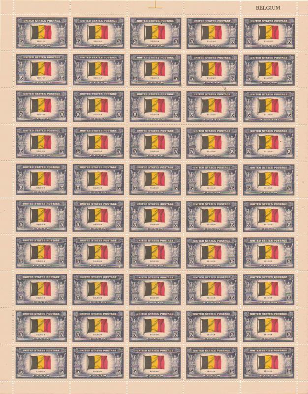 US 914 - 5¢ Flag of Belgium Unused