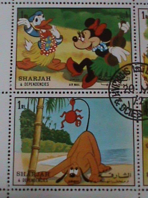 SHARJAH-1972-WALT DISNEY CARTOON MOVIE-DONALD DUCK IN HAWAII-CTO S/S VF