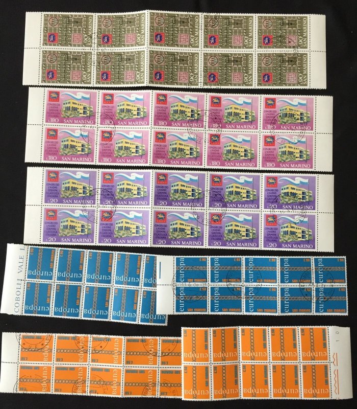 San Marino Art Europa Airs Blocks MNH Used (Apx 800 Stamps) HP1348