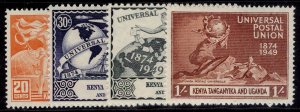 KENYA UGANDA TANGANYIKA GVI SG159-162, 1949 ANNIVERSARY of UPU set, NH MINT.