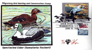 Pugh Designed/Painted Spectacled Eider Duck FDC...13 of 69 created!