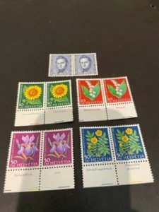 Switzerland sc B308-B312 MNH pairs comp set