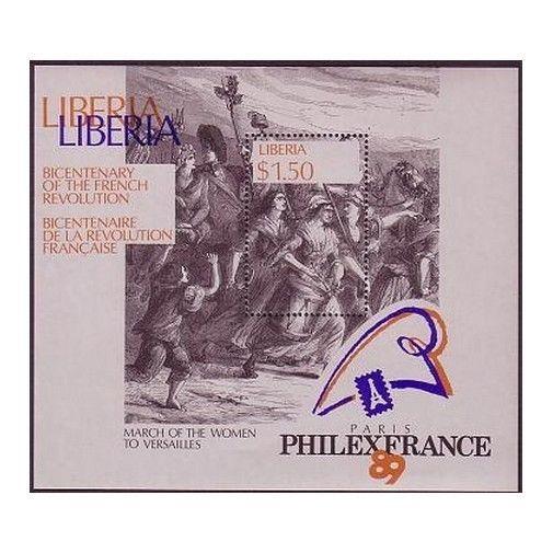 Liberia 1130,MNH.Michel 1455 Bl.121.French Revolution-200,1989.The Women's March