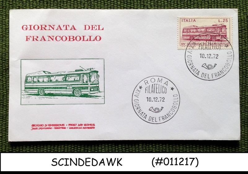 ITALY - 1972 STAMP DAY - HISTORY OF TRANSPORTATION / BUS - FDC