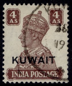 KUWAIT GVI SG60, 4a brown, FINE USED. Cat £6. CDS