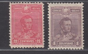 J39825, JL Stamps  1899 bolivia mhr/mh #66,68 sucre, $13.00 scv