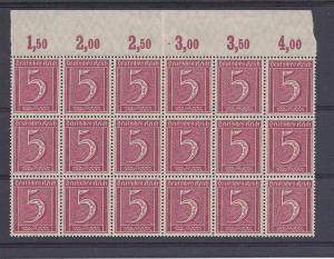Germany, 137, Numeral Upper Margin Block(18),**MNH**