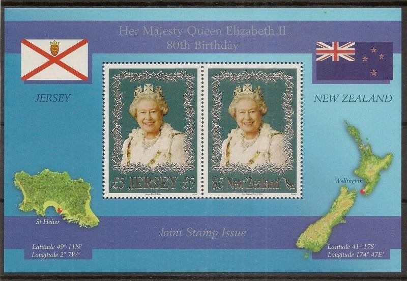 Jersey & NZ 2006 QEII Birthday MS1273 MNH