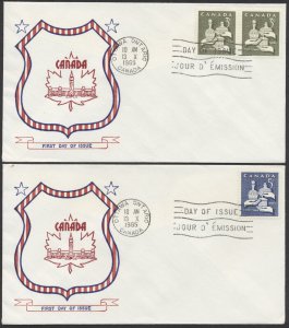 1965 #443-444 Pair of Christmas FDCs Unusual Patriotic Cachet Ottawa