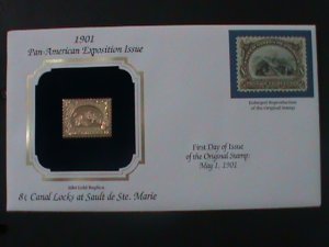 UNITED STATES-1901-8F CANAL LOCKS-STE.MARIE-22KT GOLD REPLICA- FDC-VERY FINE