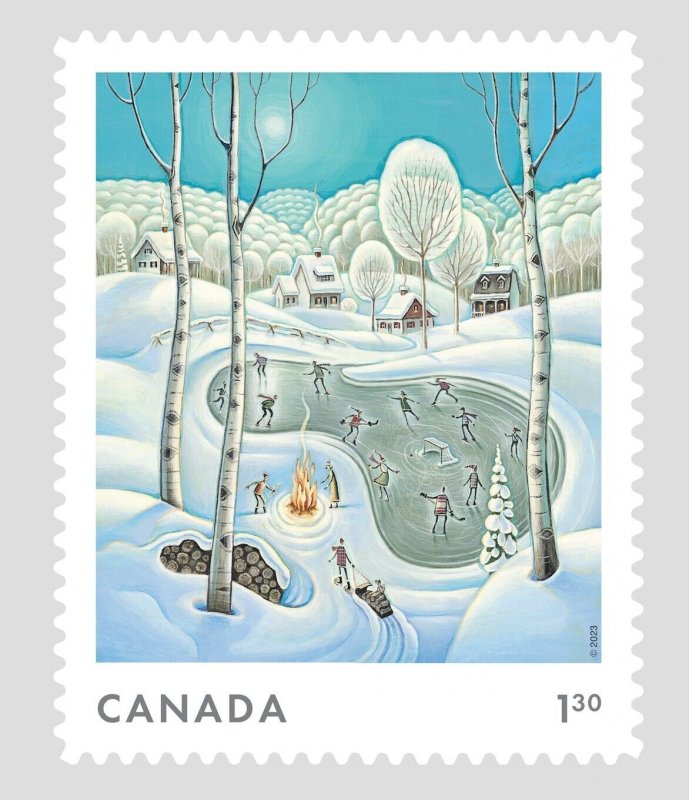 CHRISTMAS = WINTER SCENES = 1.30-USA - Single square cut from BK Canada 2023 MNH